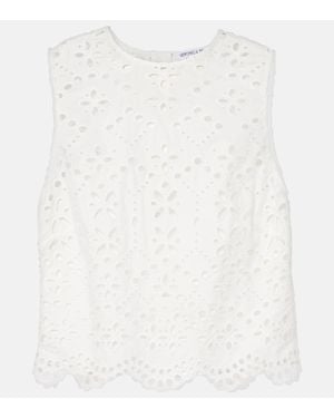 Veronica Beard Adelyn Broderie Anglaise Cotton Top - White