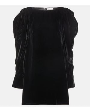 Nina Ricci Puff-Sleeve Velvet Minidress - Black