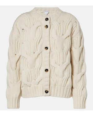 Bottega Veneta Cable-Knit Wool Cardigan - Natural