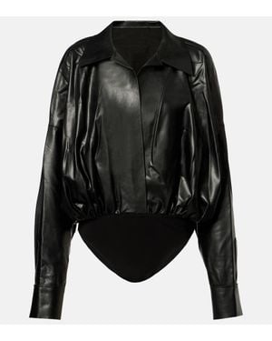 Norma Kamali Body En Cuir Synthetique - Noir