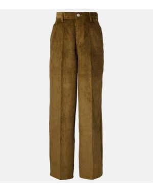 Ami Paris Cotton Corduroy Wide-Leg Pants - Green