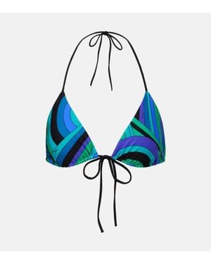 Emilio Pucci Bedrucktes Bikini-Oberteil Iride - Blau