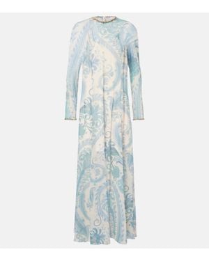 Zimmermann Illuminate Beaded Paisley Maxi Dress - Blue