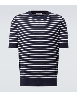 Brunello Cucinelli T-Shirt Aus Baumwoll-Jersey - Blau