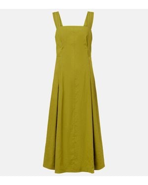 Vince Linen-Blend Midi Dress - Green