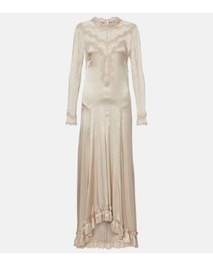 Isabel Marant Dolores Lace-Trimmed Silk-Blend Satin Gown - Natural