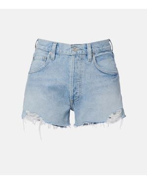 Citizens of Humanity Loro Frayed Denim Shorts - Blue