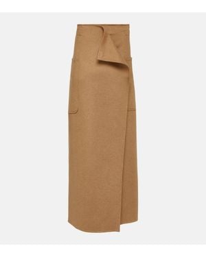 Max Mara Carbone Camel Hair Maxi Skirt - Natural