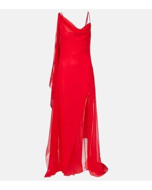 Blumarine Robe Aus Seiden-Georgette - Rot