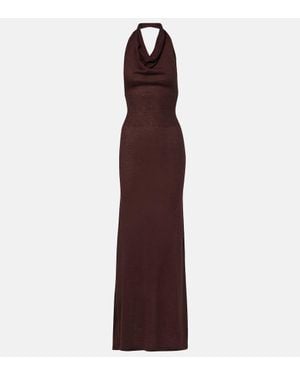 AYA MUSE Reed Halterneck Maxi Dress - Purple