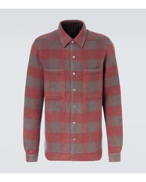 Rick Owens Sobrecamisa De Lana Virgen A Cuadros - Rojo