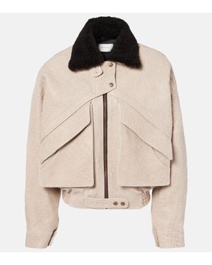 Magda Butrym Lederjacke Mit Shearling - Natur