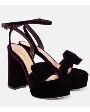Gianvito Rossi 70 Bow-Detail Velvet Platform Sandals - Black