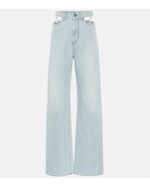 Maison Margiela Cutout High-Rise Wide-Leg Jeans - Blue