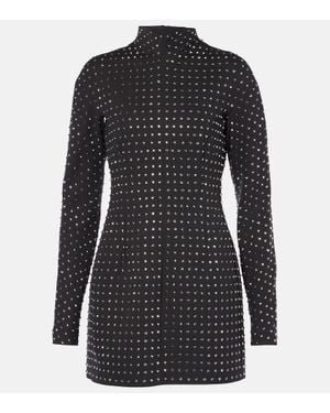 Sportmax Rhinestone-Embellished Jersey Minidress - Black