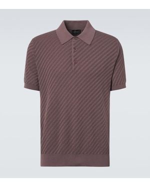Brioni Cotton, Silk, And Cashmere Polo Shirt - Purple