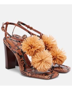Ulla Johnson Isolde Raffia-Trimmed Leather Sandals - Brown