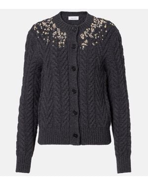McQueen Cardigan De Lana Y Cachemir Adornado - Negro