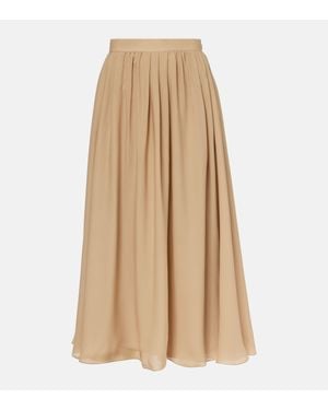 Ralph Lauren Kynlee Pleated Silk Georgette Midi Skirt - Natural