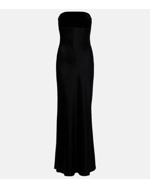Max Mara Robe Baia Aus Satin Mit Samt - Schwarz