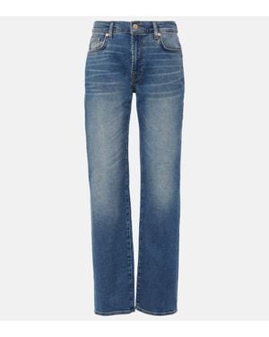 7 For All Mankind Ellie High-Rise Cotton-Blend Straight Jeans - Blue