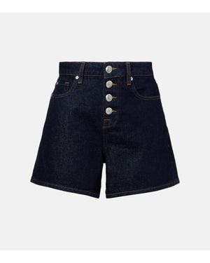 7 For All Mankind Shorts Kori De Denim De Tiro Alto - Azul