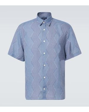 Frescobol Carioca Castro Printed Linen Shirt - Blue