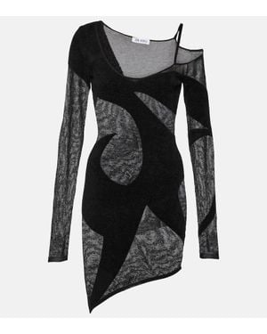 The Attico Asymmetric Chiffon Minidress - Black