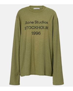 Acne Studios Logo Printed Cotton And Hemp T-Shirt - Green