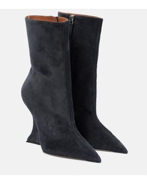 Paris Texas Bottines Nina 105 En Daim - Bleu