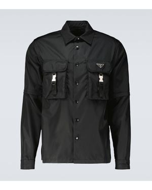 Prada Re-Nylon Triangle-Logo Shirt - Black