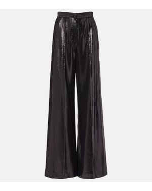 Elie Saab Pantalones Anchos De Saten Con Lentejuelas - Negro