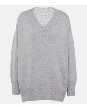 Brunello Cucinelli Pullover Aus Kaschmir Und Seide - Grau