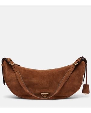 Prada Borsa Demi-Lune Large - Marrone