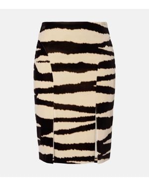Nina Ricci Zebra-Print Cotton Pencil Skirt - Black
