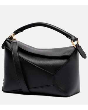Loewe Puzzle Edge Small Leather Shoulder Bag - Black