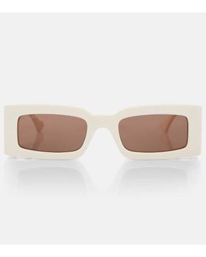 Gucci Occhiali Da Sole Rettangolari Double G - Neutro
