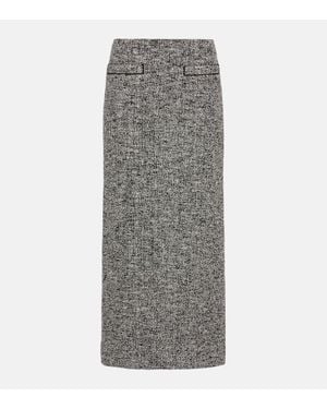 Oscar de la Renta Cotton-Blend Boucle Pencil Skirt - Grey