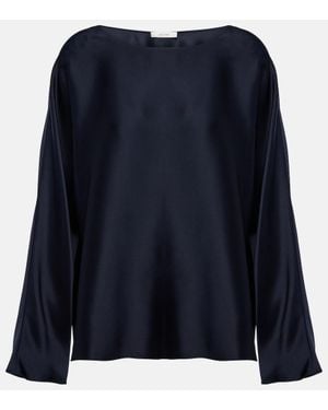 The Row Dylia Silk Satin Blouse - Blue