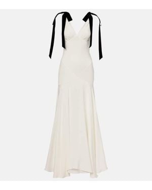Rodarte Robe Longue En Crepe De Soie - Blanc
