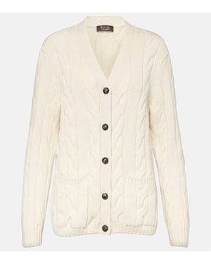 Loro Piana Napier Cable-Knit Cashmere Cardigan - Natural