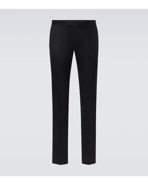 Lardini Single-Pleated Wool Straight Trousers - Blue