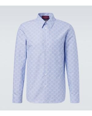 Gucci Hemd Gg Aus Baumwolle Und Seide - Blau