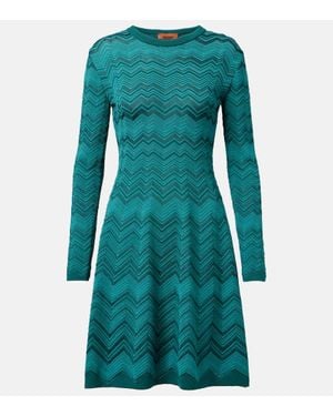 Missoni Zigzag Knitted Minidress - Blue
