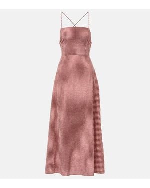 Posse Lori Gingham Cotton Maxi Dress - Purple