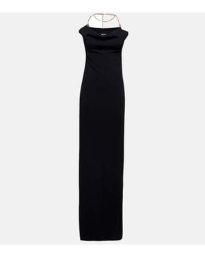 Bottega Veneta Backless Column Gown With Chain Detail - Black