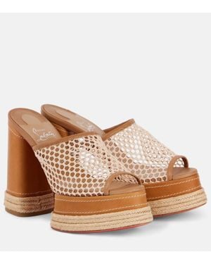 Christian Louboutin Almeja 130 Platform Espadrille Mules - Brown