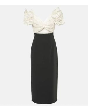Costarellos Ziselle Cutout Lurex And Crepe Midi Dress - White