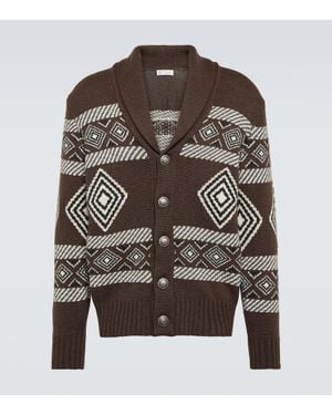 Brunello Cucinelli Cardigan Aus Kaschmir-Jacquard - Grau