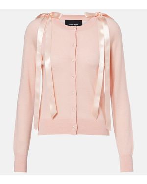 Simone Rocha Bow-Detail Wool And Silk Cardigan - Pink